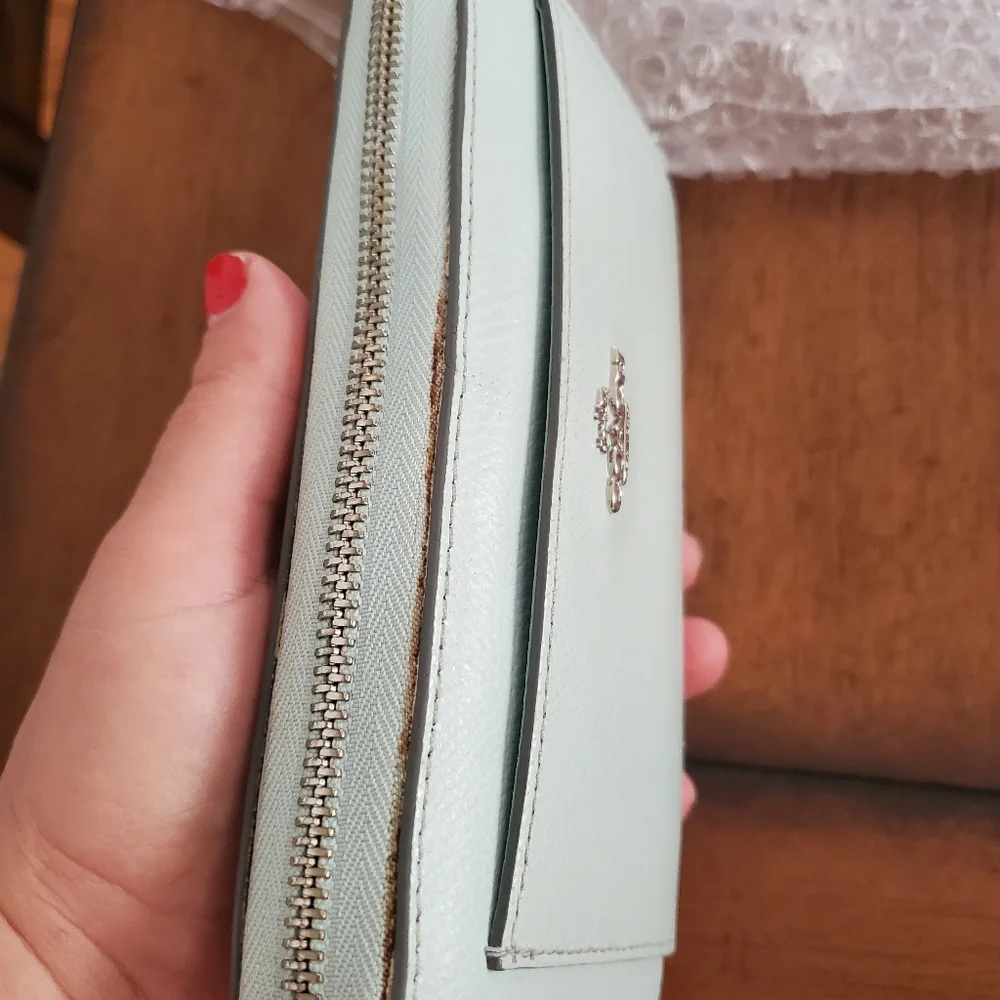 Rare Coach Green Mint corner zipper  travel wallet WOMEN'S - Picture 10 of 11